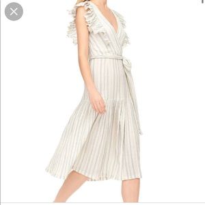 REBECCA TAYLOR Ruffle stripe yarn dyed cotton dress